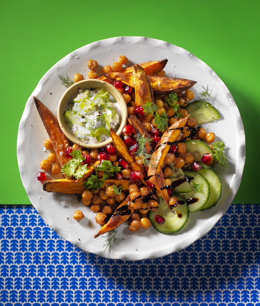 Kikkererwten Zoete Aardappel Uit De Oven