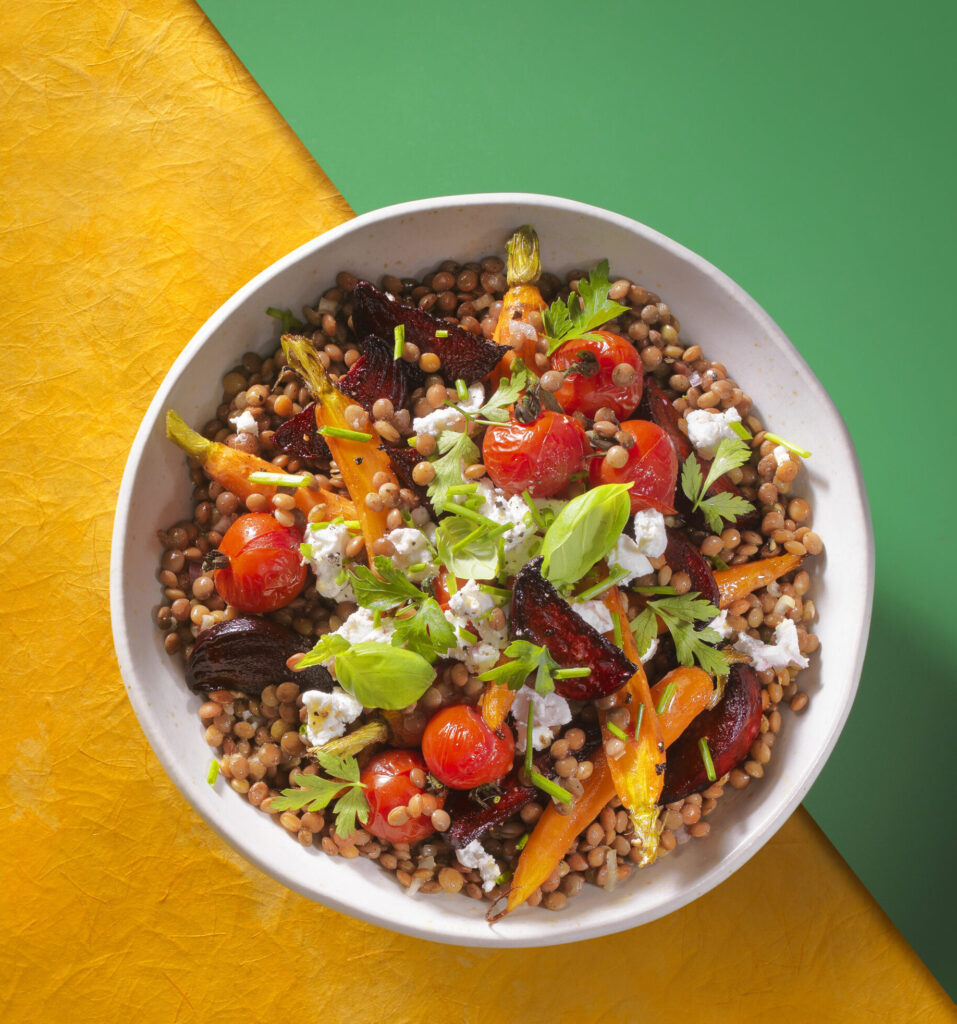 Lauwwarme Linzensalade Met Geroosterde Groetnten En Geitenkaas V2